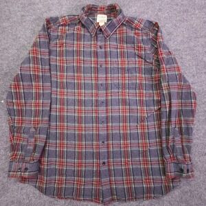 L.L.Bean Flannel Shirt Mens XL Tall Red Gray Green Plaid Button Down Casual